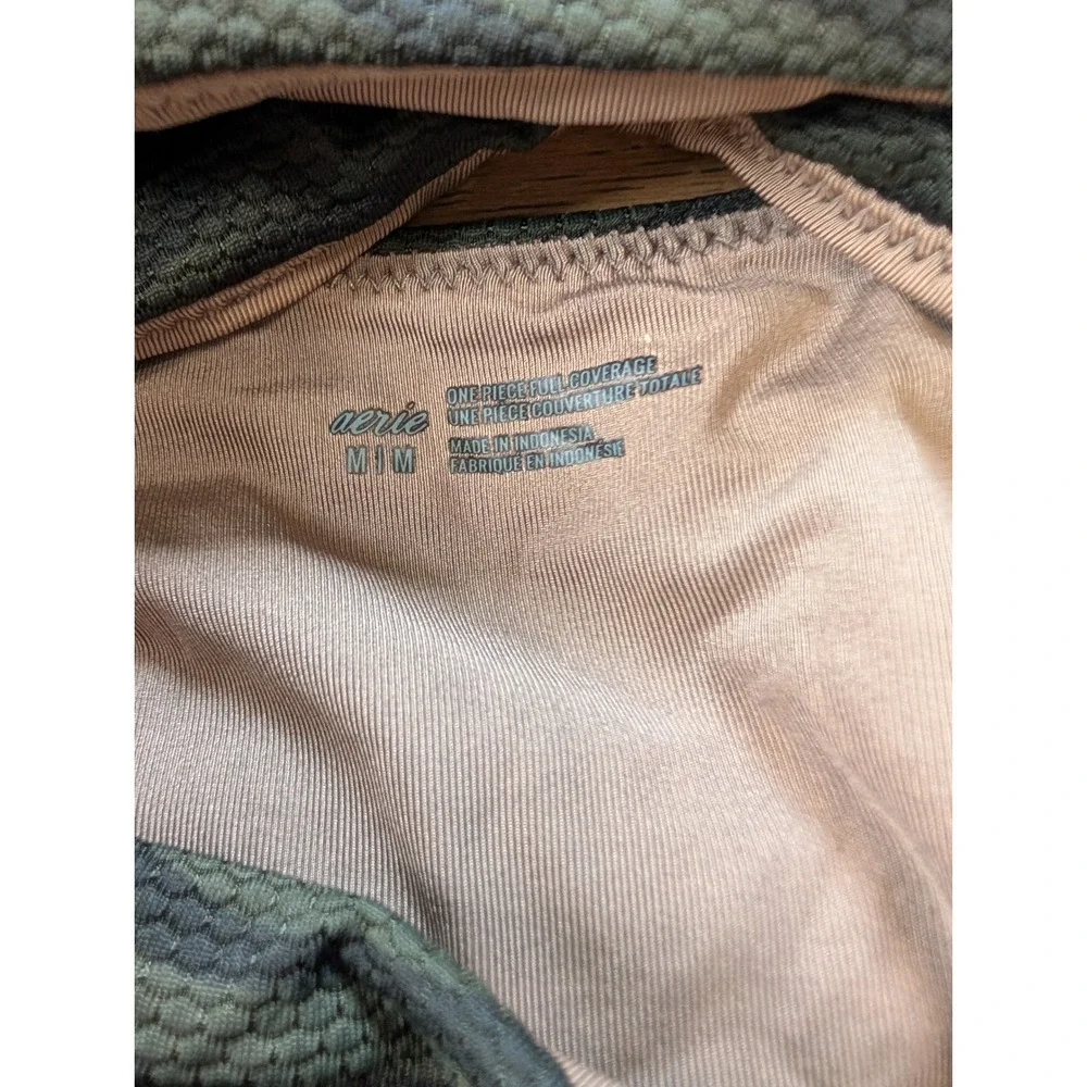 Aerie Womens Zebra Print Wrap One Piece Swimsuit Olive Green Size Medium